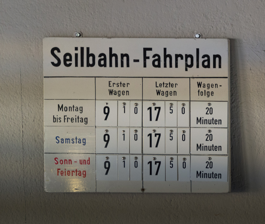 Fahrplan Standseilbahn