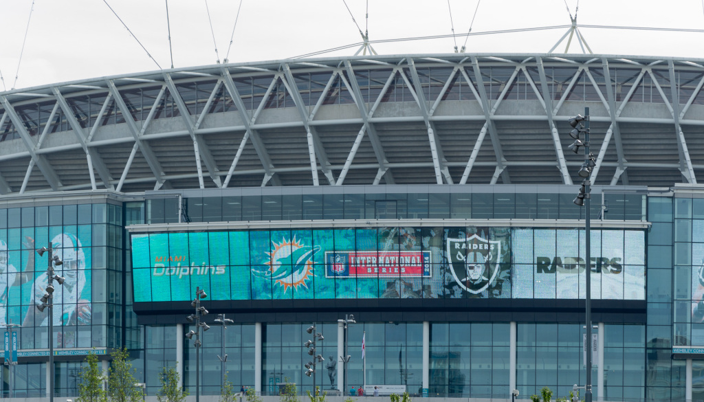 Spielankündigung der NFL am Wembley Stadion