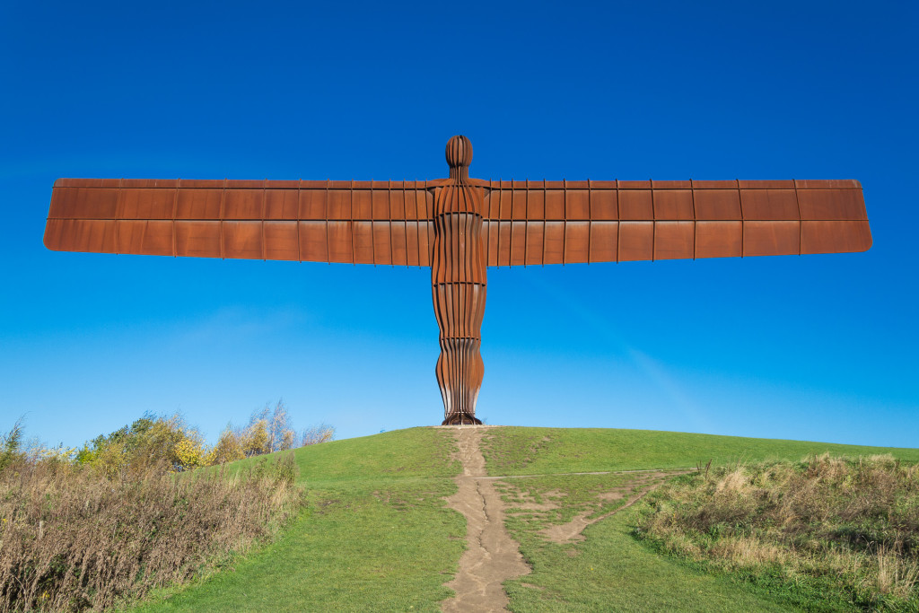 Angel of the north, steht in Northumberland, Nord England bei Newcastle und Sunderland