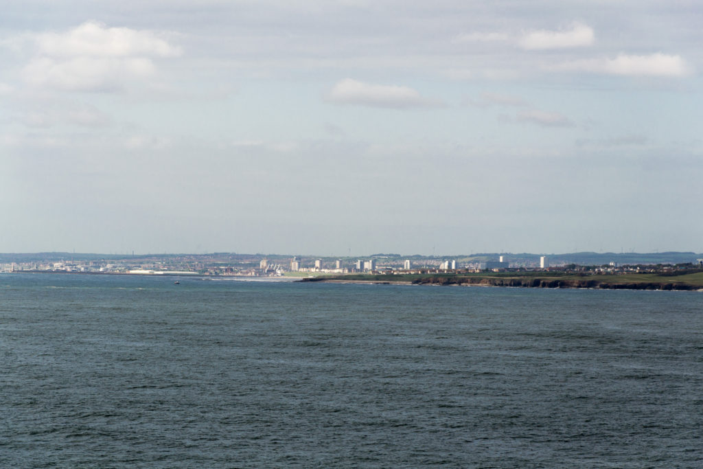 Blick auf Sunderland vom Schiff auf der Nordsee aus