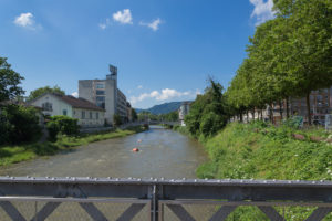 Blick auf das Werk und den Sihl von der anderen Brücke aus